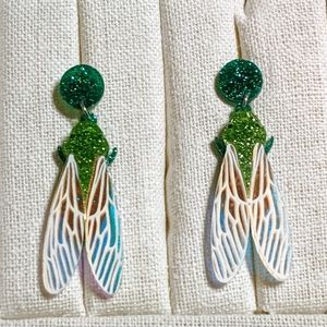 SOLD Iridescent Cicada Acrylic resin earrings